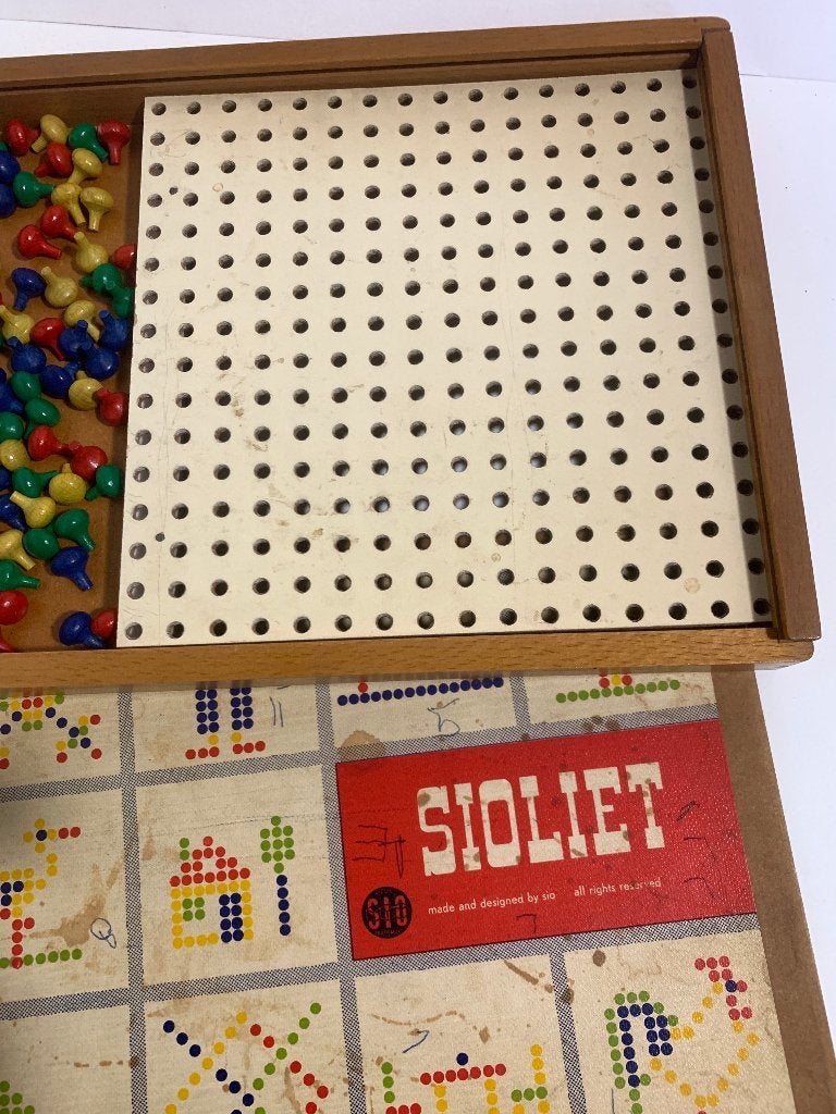 Vintage Houten Sio Sioliet Inlegspel met stekertjes van hout, Ophalen of Verzenden