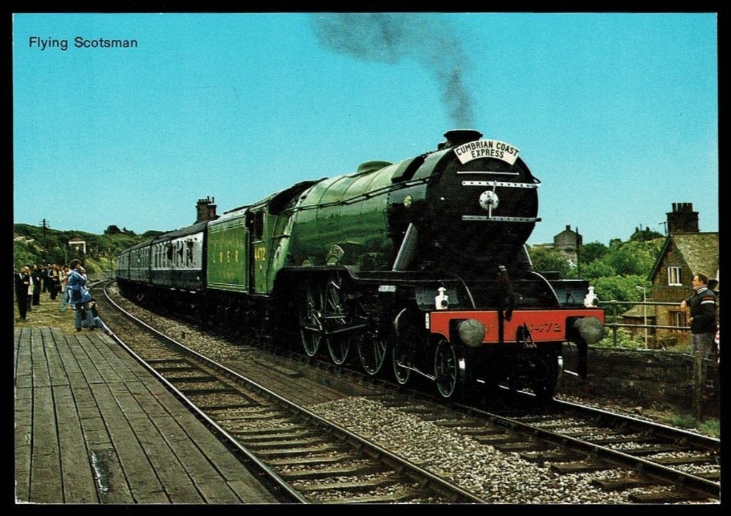 Spoorwegen : Engeland - stoom  "the flying Scotsman", Ophalen of Verzenden, Zo goed als nieuw, Trein, Kaart of Prent