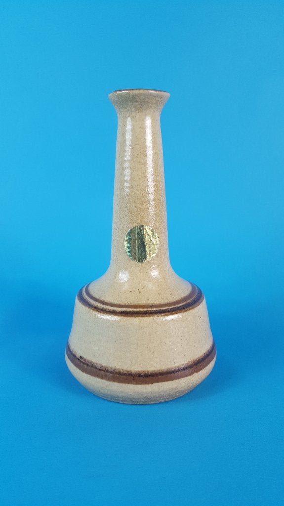 Vintage aardewerk vaas, BH Israel, bruin, smalle hals. 7C6, Ophalen of Verzenden