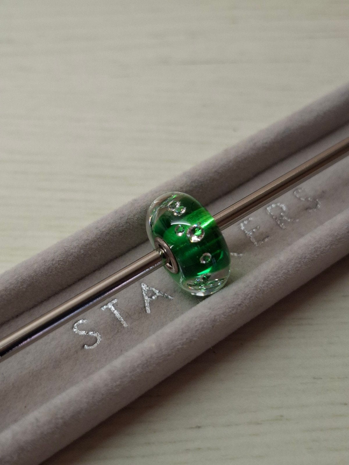 Trollbeads glasbead diamond like groen, Ophalen of Verzenden, Zo goed als nieuw, Glas of Kristal, Trollbeads