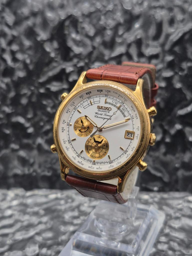Seiko World Timer Chronograph 6M15-7031 Gold Tone Vintage, Seiko, Seiko Watch Corporation, Info@seikowatches.com, IOS