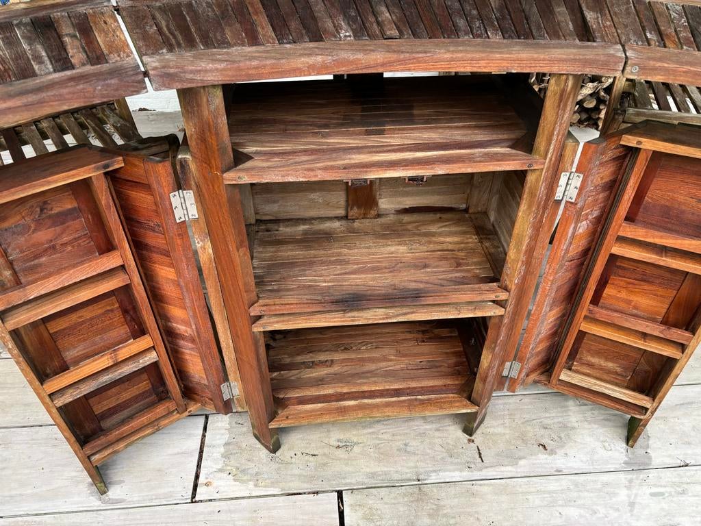 Houten buitenbar met krukken, Ophalen, Gebruikt, Rechthoekig, Hout