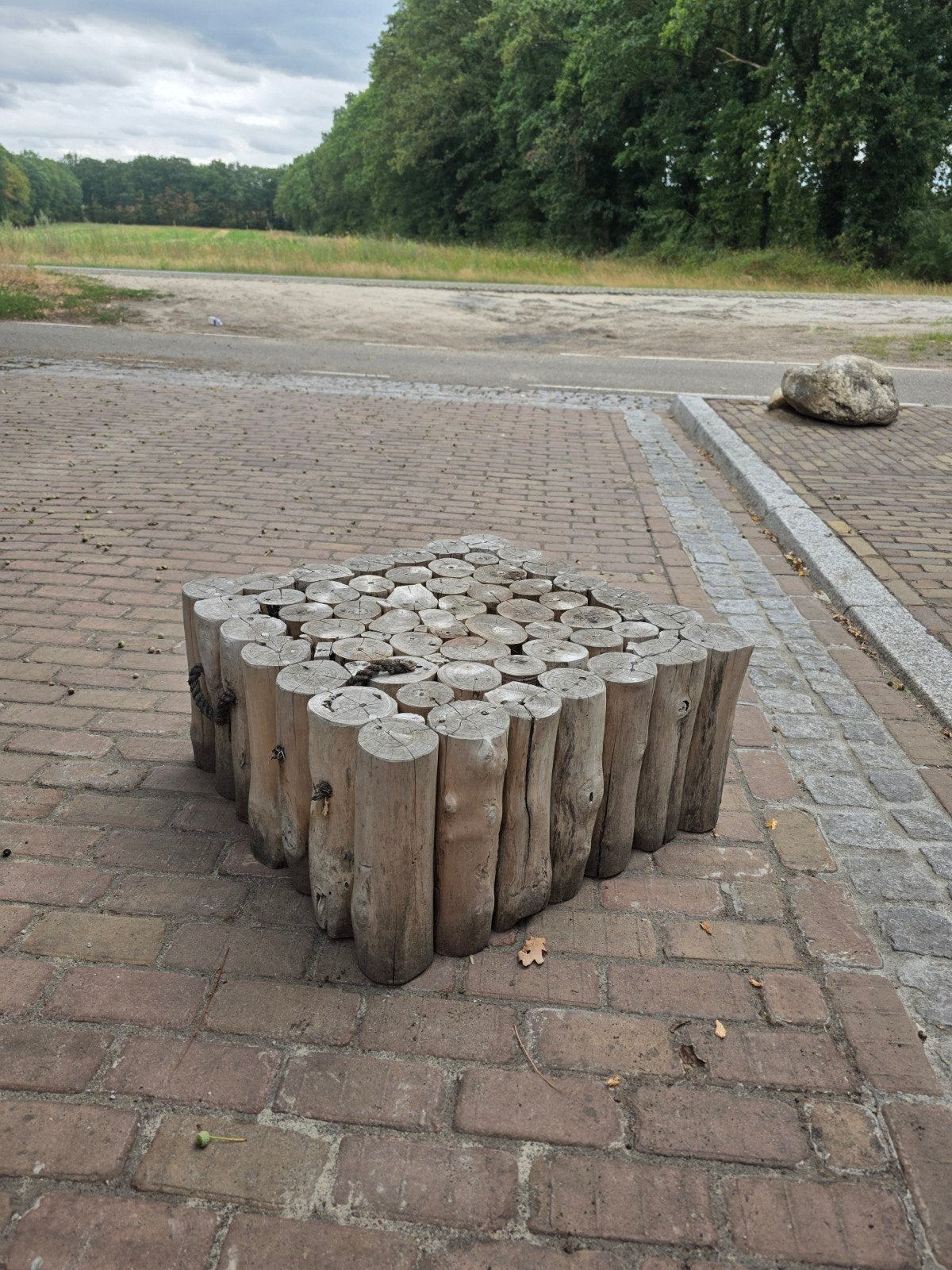 Apple Bee - Boomstamtafel, Tuin en Terras, Ophalen, Gebruikt, Rechthoekig, Hout