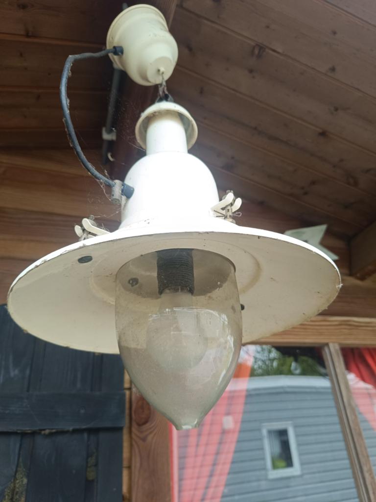 Oude Visserslamp / Bootlamp - Wit Emaille, Ophalen of Verzenden
