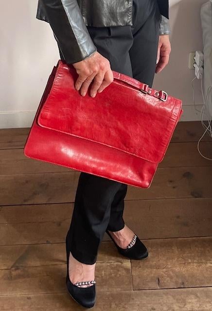 Leren tas, envelop, vintage, maat Macbook Air, Ophalen of Verzenden, Gebruikt, Rood, Overige typen