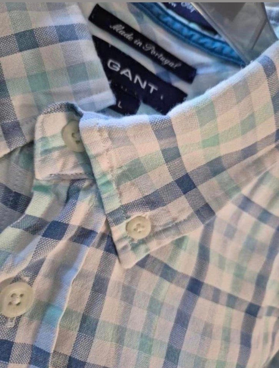 GANT blouse overhemd korte mouwen maat L, Blauw, ., GANT, Ophalen of Verzenden