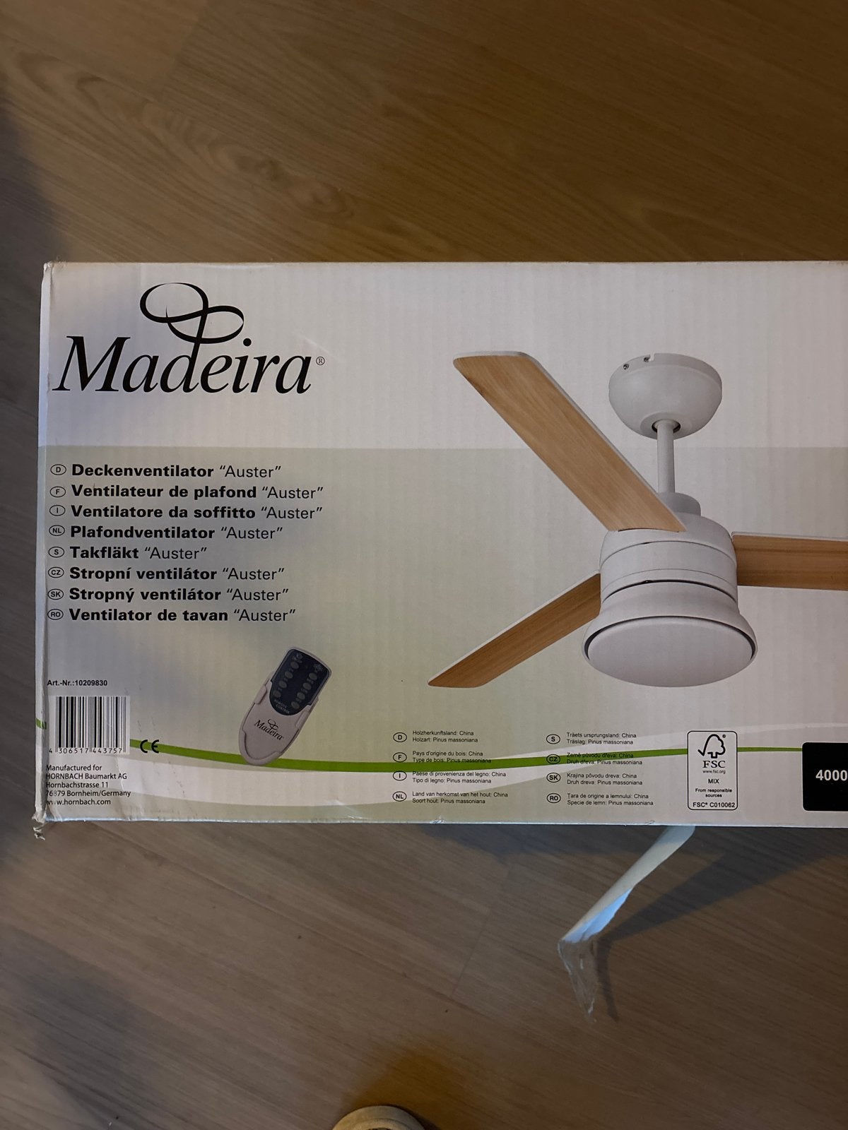 Plafondventilator met afstandsbediening - Nieuw in doos, Ophalen, Ventilator met afstandsbediening, Nieuw, Plafondventilator