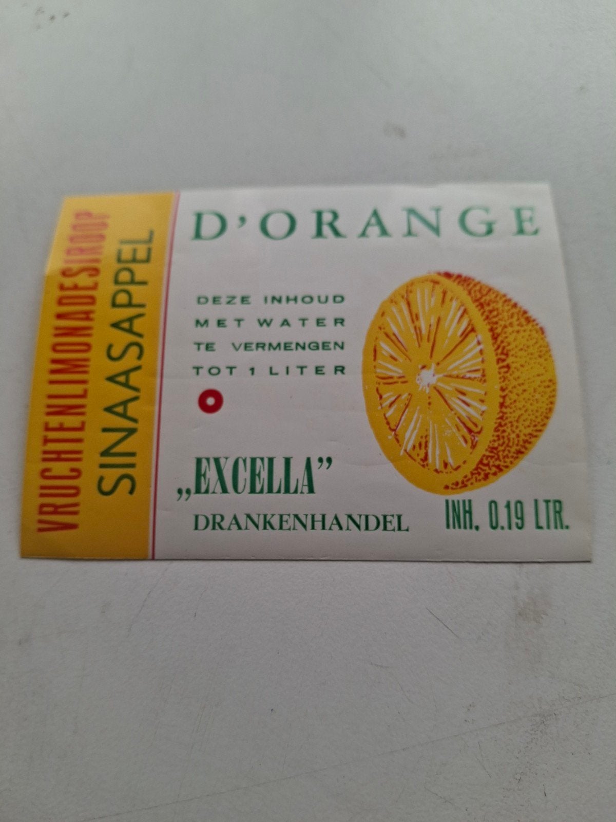 etiket Vruchten Limonade  Excella., Ophalen of Verzenden, Zo goed als nieuw, Overige typen