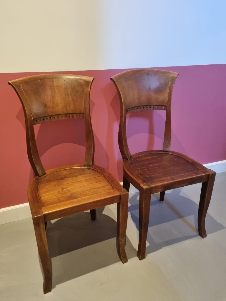 2 mooie vintage houten cafestoelen, Ophalen, Gebruikt, Twee, Bruin