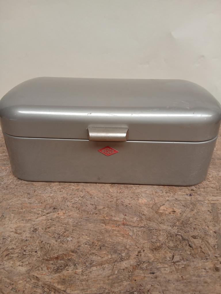 Wesco Broodtrommel - Vintage Grijs Metaal, Ophalen of Verzenden