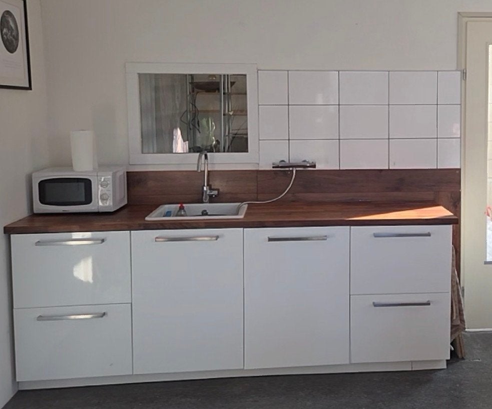 Mooi keukenblok 240cm met houten blad