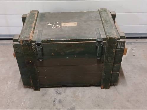 Vintage houten kist - Legerkist - Opbergkist, Ophalen, Gebruikt, Overige houtsoorten, Minder dan 50 cm