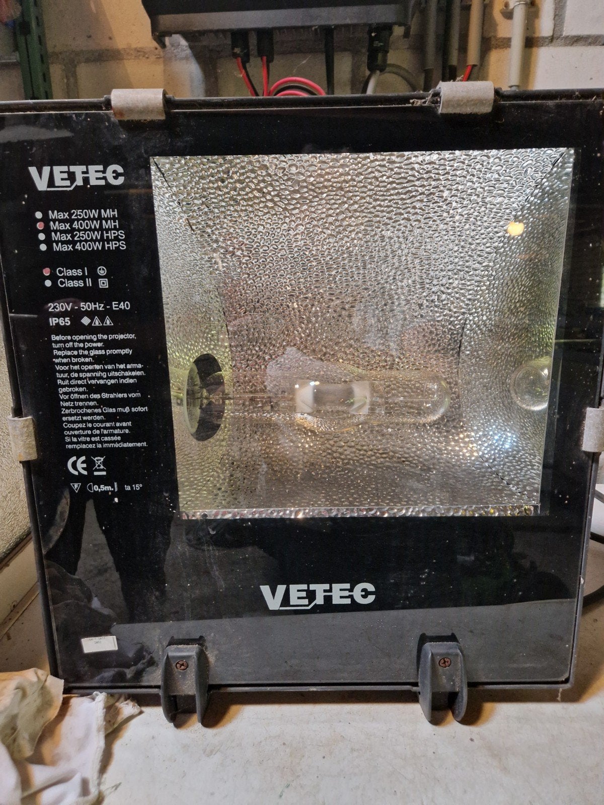 Vetec bouwlamp met 15 meter snoer. 400 watt, Ophalen, Zo goed als nieuw, Lamp
