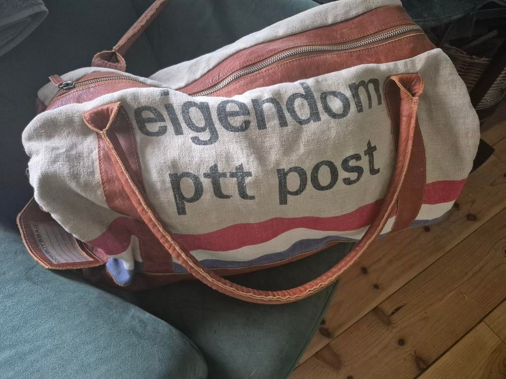 Unieke PTT Post tas - Canvas en leer, 40 tot 60 cm, Gebruikt, Ophalen of Verzenden, 35 tot 55 cm
