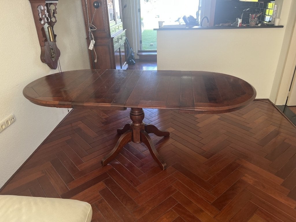 Eiken tafel verstelbaar 130-175-220, Huis en Inrichting, Tafels | Eettafels, Ophalen, Gebruikt, 100 tot 150 cm, Klassiek