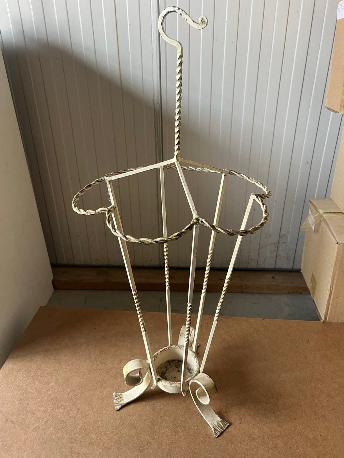 Oude Vintage Metalen Paraplubak Paraplustandaard + Lekbakje, Ophalen, Gebruikt, Metaal