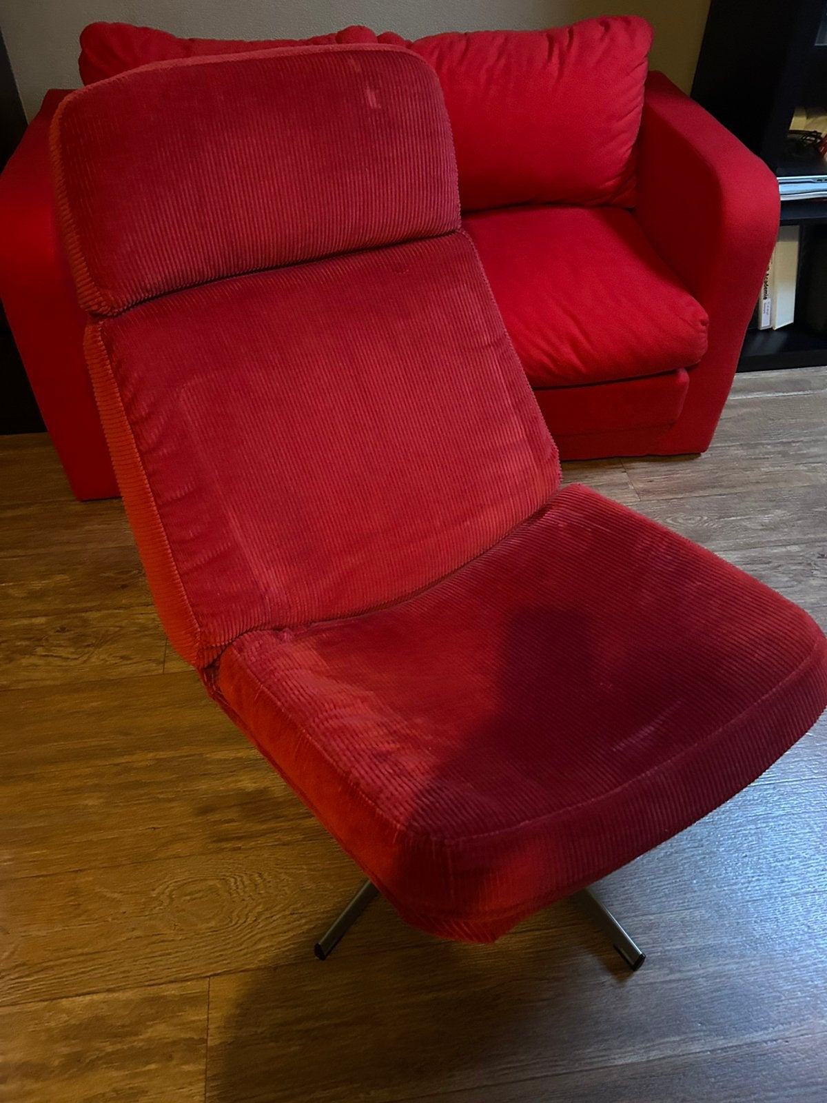 Ikea fauteuil rood rib  retro, Huis en Inrichting, Fauteuils, Ophalen, 75 tot 100 cm, Zo goed als nieuw, Stof