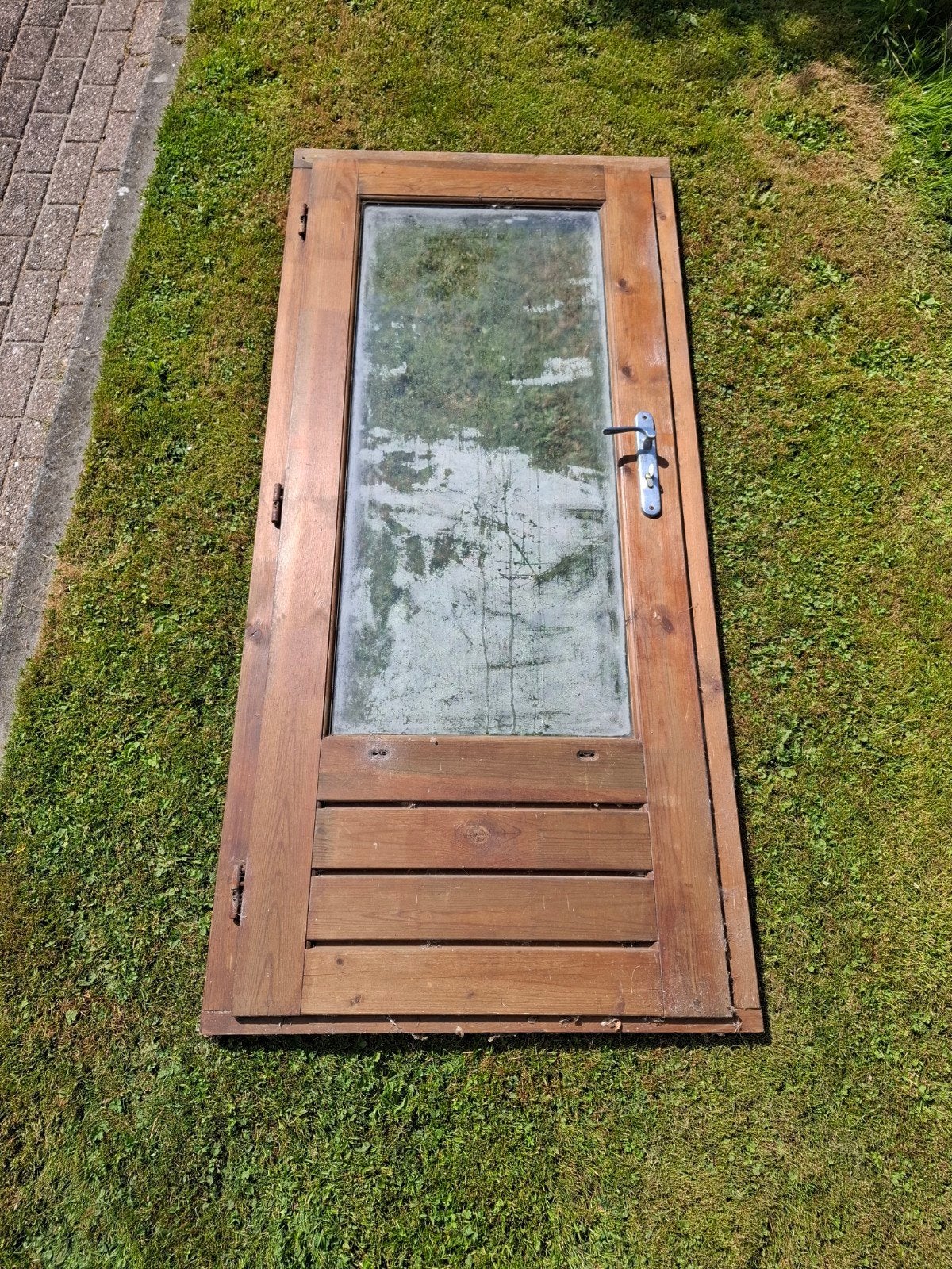 Houten buitendeur met glas - Lugarde, Ophalen, Gebruikt, 80 tot 100 cm, Minder dan 200 cm