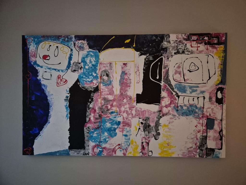 Groot abstract schilderij 'Simplicity' 120 x 200 acryldoek, Ophalen