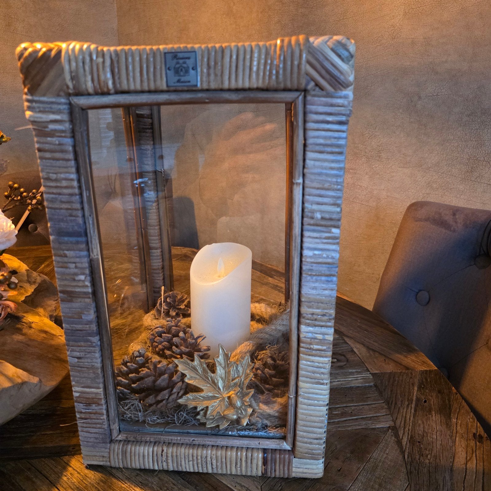 Rivièra Maison Rustic Rattan Display Box met decoratie, Huis en Inrichting, Ophalen, Natuurlijk materiaal, Bruin, Landelijk