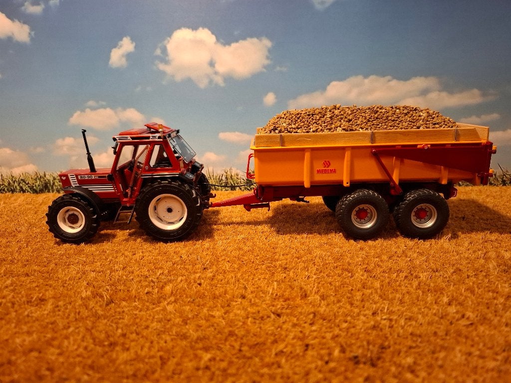 Fiat 80/90 Ros met Beco of Miedema, Hobby en Vrije tijd, Modelauto's | 1:32, Ophalen of Verzenden, Nieuw, Tractor of Landbouw