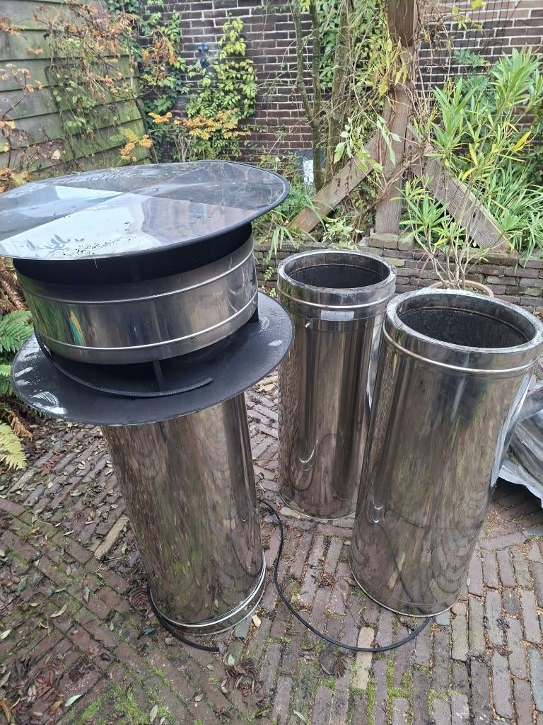 Dubbelwandig RVS Rookkanaal geïsoleerd, Doe-het-zelf en Verbouw, Ophalen, Zo goed als nieuw, Rvs, 40 tot 60 mm