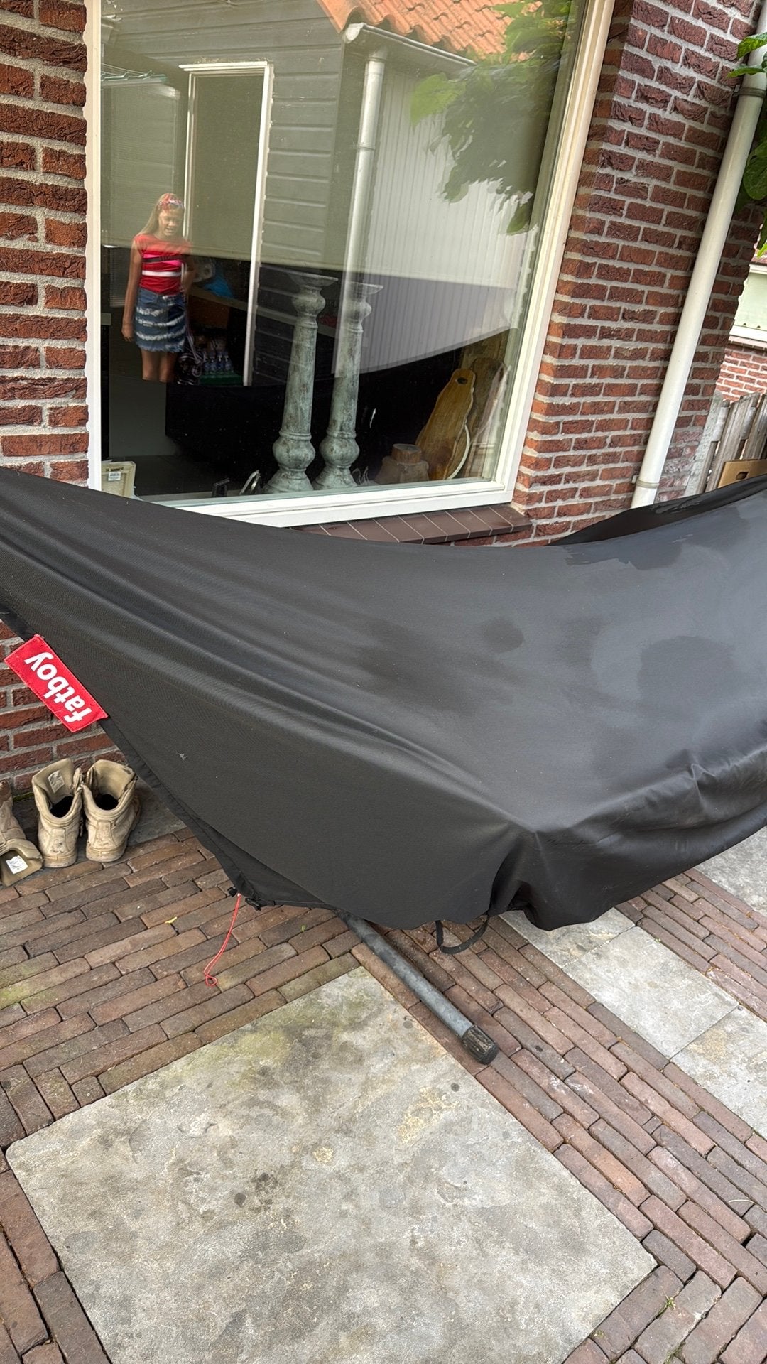 Te koop hangmat fatboy met hoes, Tuin en Terras, Hangmatten, Ophalen of Verzenden, Zo goed als nieuw