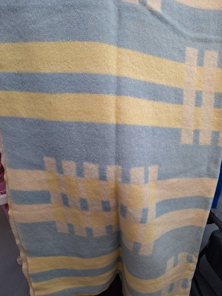 Wollen deken, Gebruikt, Wol, Ophalen of Verzenden, Blauw