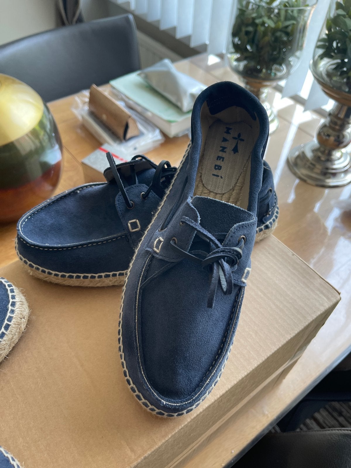 Nieuwe Manebi Espadrilles/Loafers - Donkerblauw Suede, Verzenden, Nieuw, Blauw, Espadrilles of Moccasins