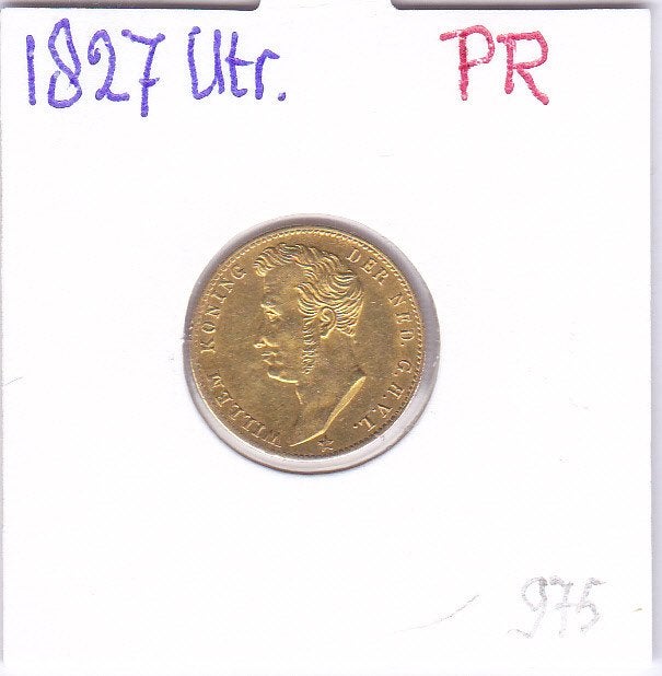 Schaarse 5 gulden 1827 Utrecht Willem 1 voor 975 euro, Postzegels en Munten, Munten | Nederland, 5 gulden, Koning Willem I, Losse munt