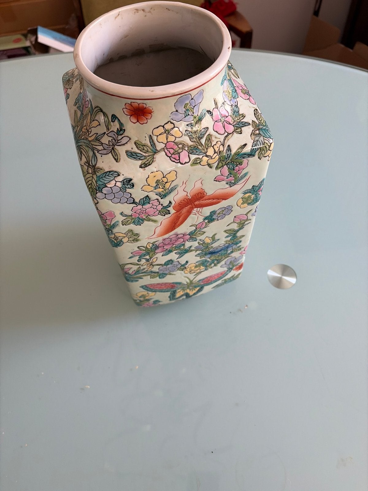 Antieke Chinese Vaas met Bloemen en Vlinders, Ophalen of Verzenden