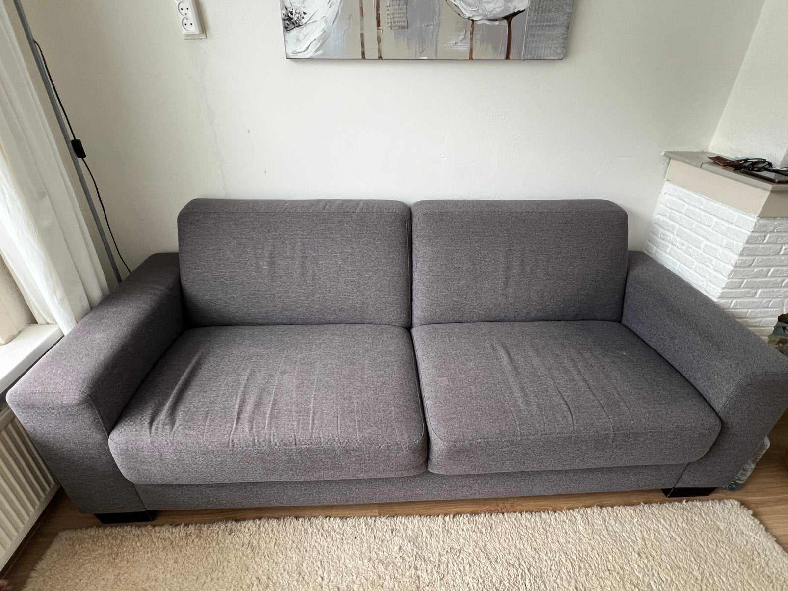 Grijze tweepersoonsbank, Ophalen, Minder dan 75 cm, Tweepersoons, Zo goed als nieuw