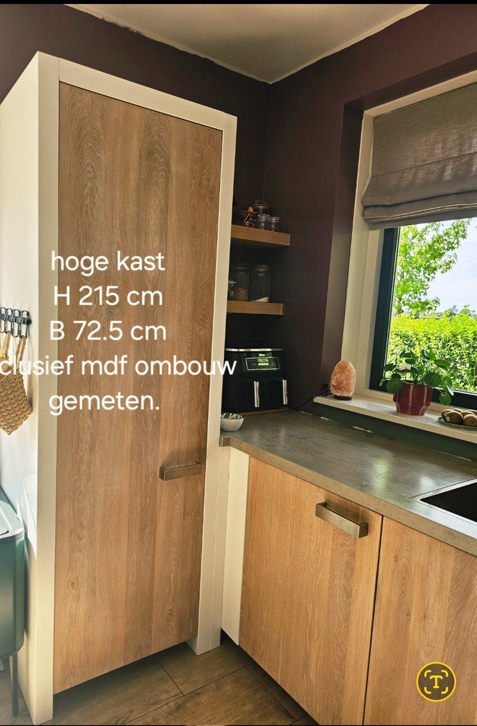 Keuken met eiken frontdeurtjes, 2021 keuken aangeschaft., Huis en Inrichting, Keuken | Complete keukens, Ophalen, Zo goed als nieuw