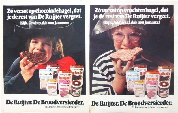 5 vintage advertenties reclames De Ruijter hagelslag 75-76, Verzamelen, Ophalen of Verzenden, Gebruikt, Overige typen