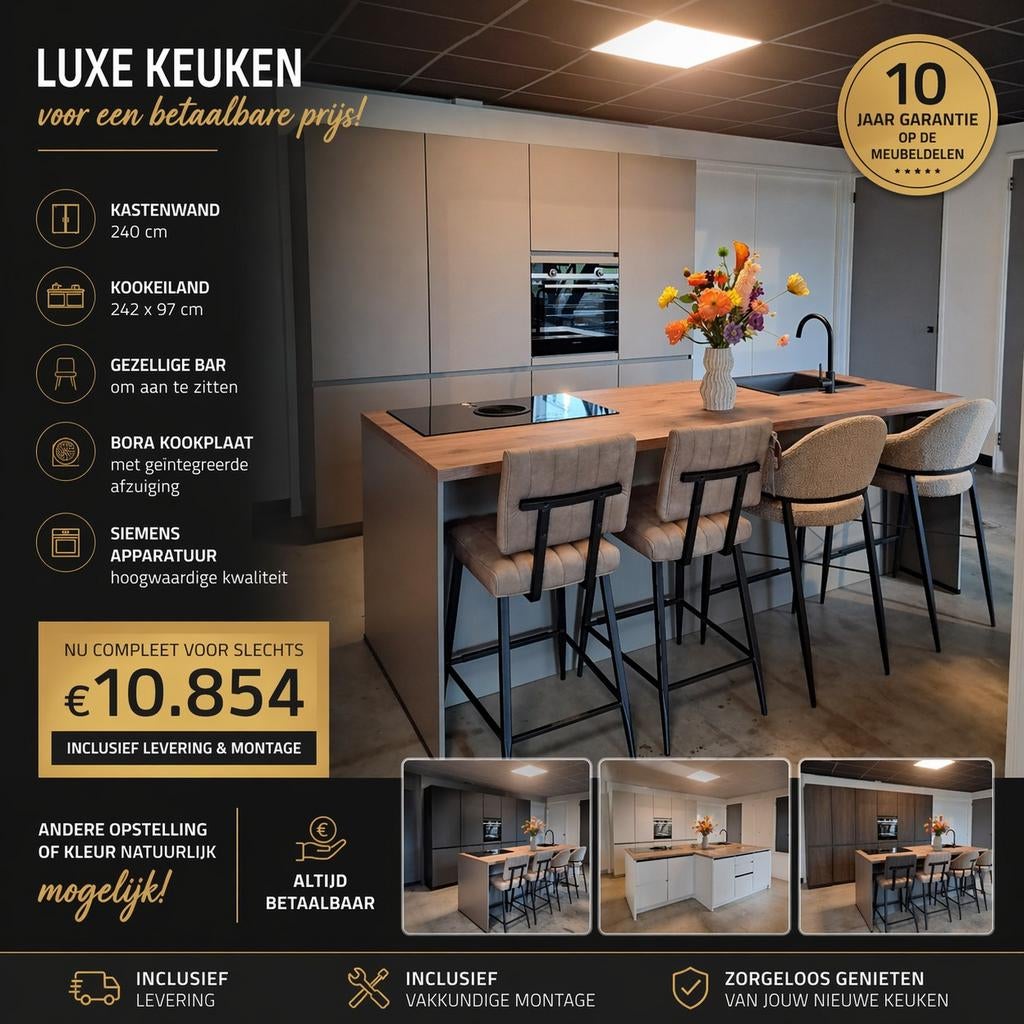 Luxe Keuken met Kookeiland en Siemens Apparatuur, Huis en Inrichting, Keuken | Complete keukens, Overige kleuren, Overige typen