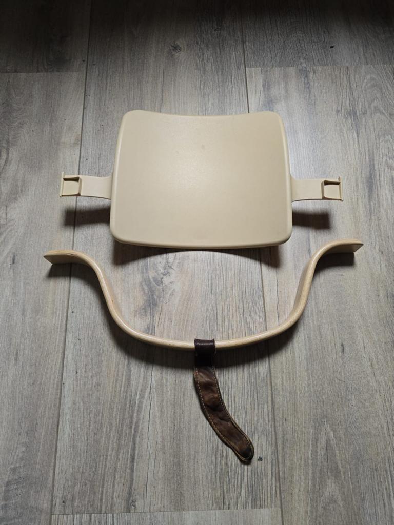 Stokke tripp trapp babyset oud model met leertje, Ophalen of Verzenden, Gebruikt, Meegroeistoel