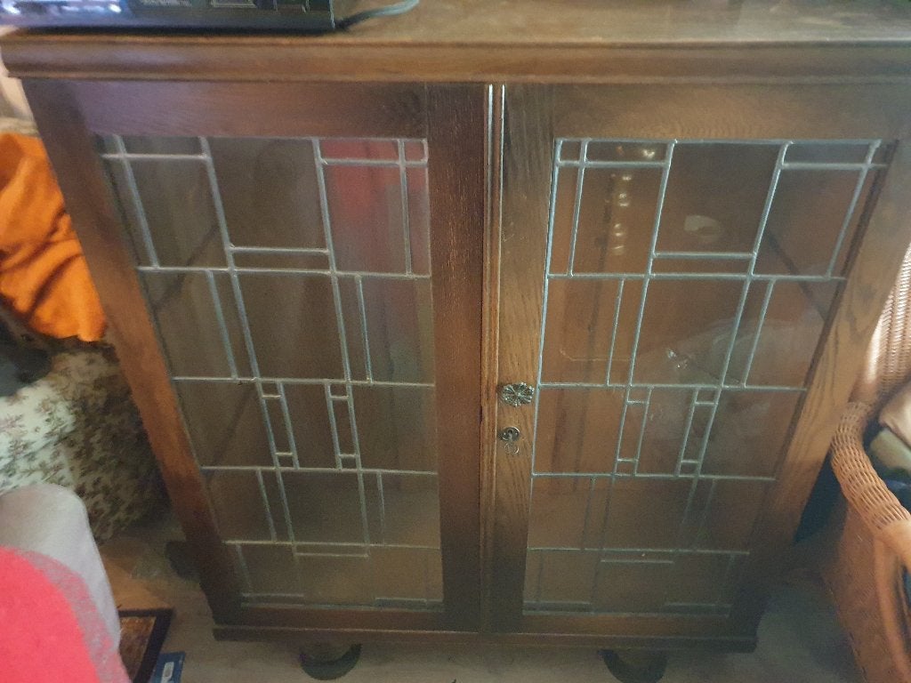 Vintage glas in lood kast, Ophalen