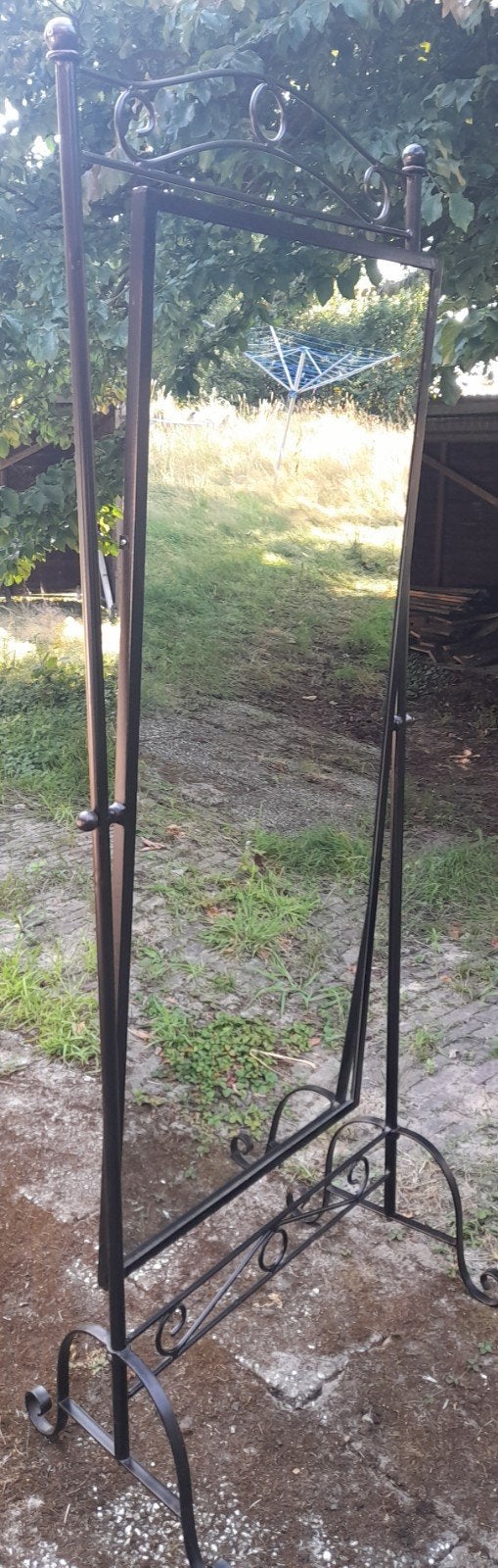 Smeedijzeren spiegel met standaard, Ophalen, Rechthoekig, Minder dan 50 cm