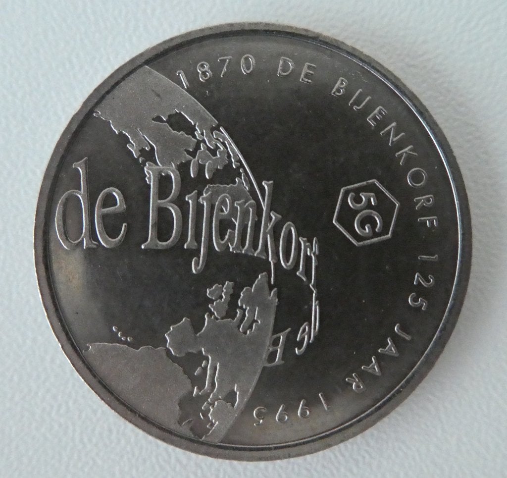 Nederland – 5 gulden munt, 125 jaar de Bijenkorf, Ophalen of Verzenden, Koning Willem III, Losse munt