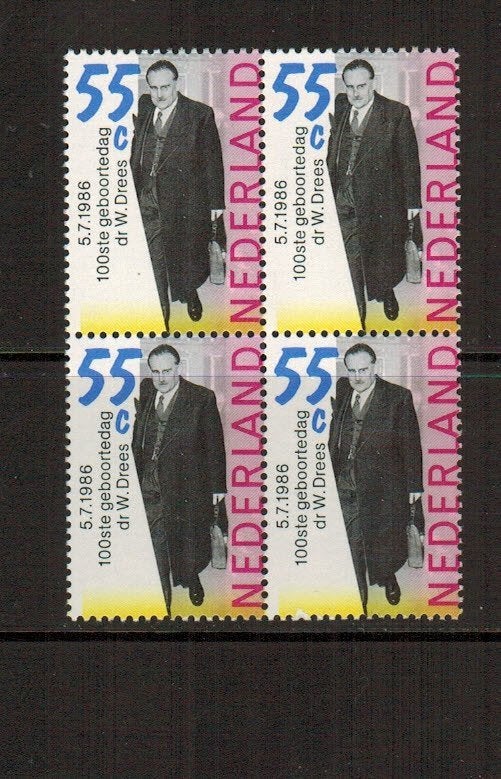 1358 Dr,W.Drees (blok van 4) 1986 Postfris, Postzegels en Munten, Postzegels | Nederland, Verzenden, Na 1940, Postfris