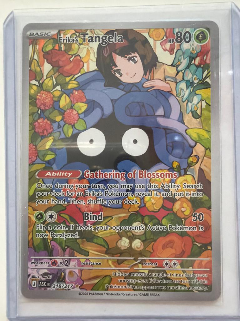 Erika's Tangela 218/217 - Hoge PSA Potentie, Ophalen of Verzenden, Zo goed als nieuw, Losse kaart, Foil