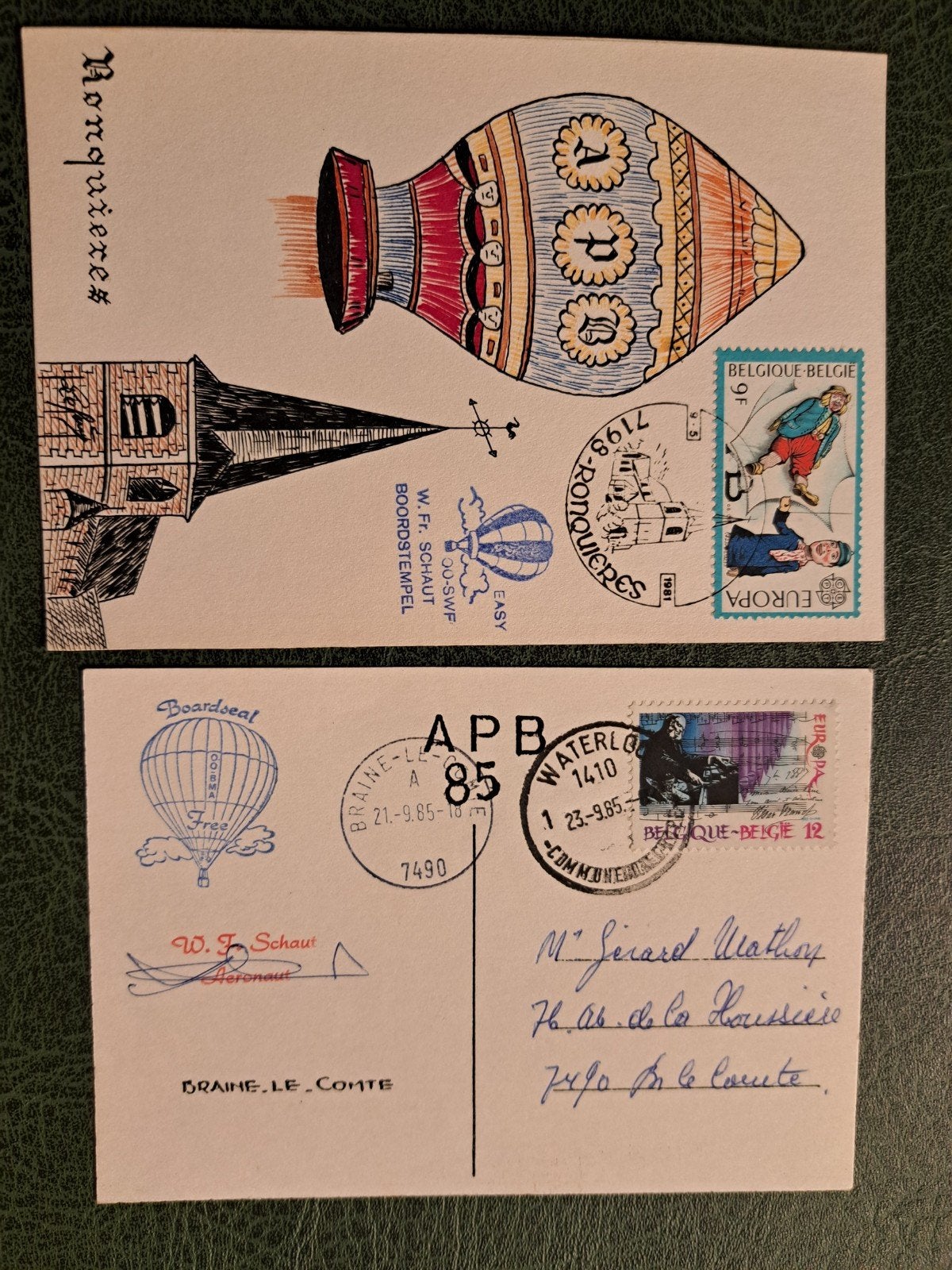 7 Ballonpost Enveloppen/Briefkaarten België met Postzegels, Ophalen of Verzenden, 1980 tot heden, Gelopen, Antwerpen