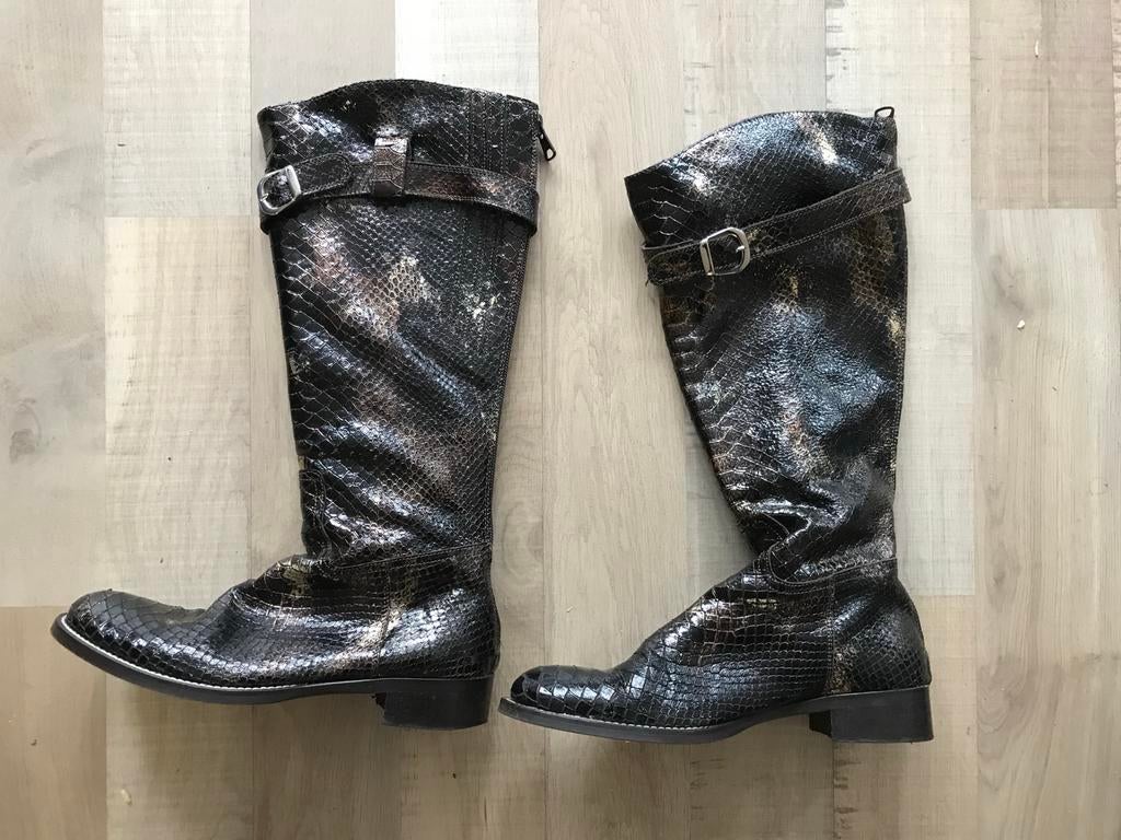 Lakleren Laarzen met Brede Schacht Maat 37 nieuw, Hoge laarzen, Zwart, Nieuw, Ophalen of Verzenden