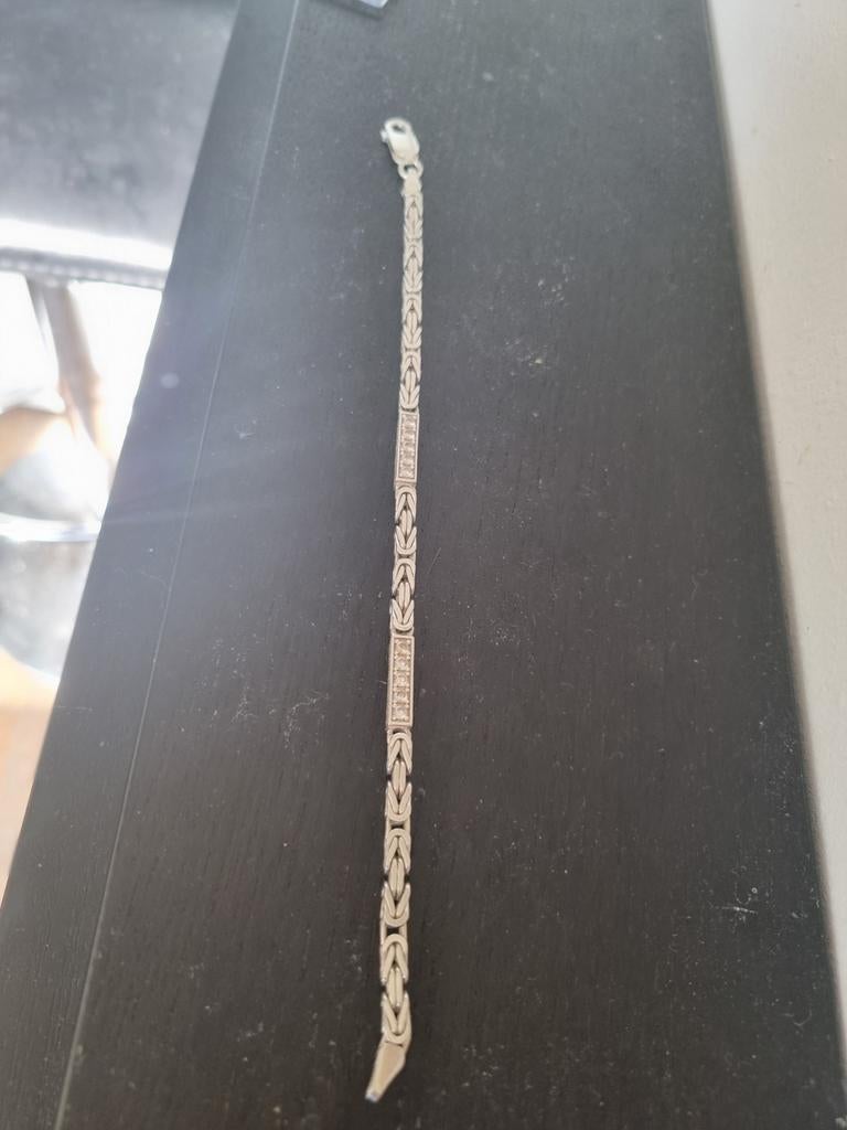 Zilveren konings  armband 20 cm, Ophalen of Verzenden, Zilver, Zilver