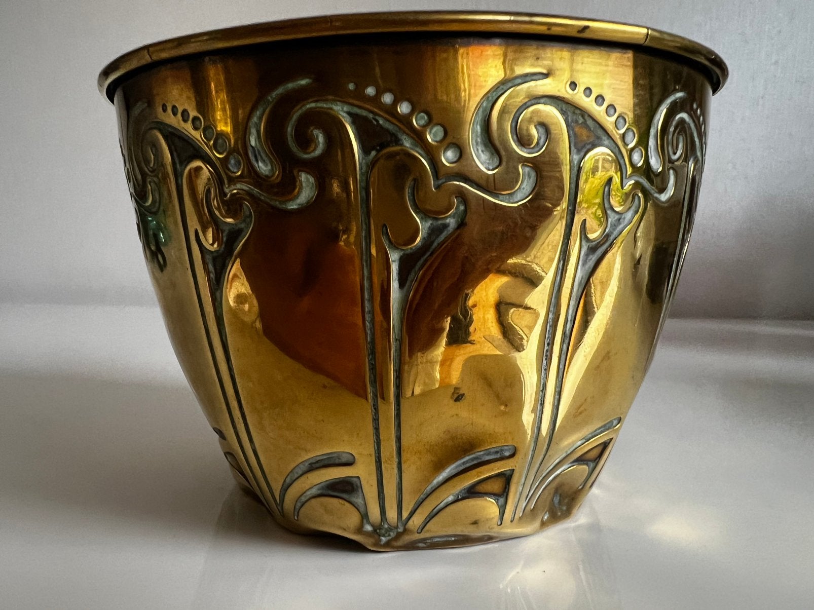 Art Nouveau Koperen Jardiniere KMD Holland Daalderop ca 1929, Antiek en Kunst, Antiek | Koper en Brons, Ophalen of Verzenden, Koper