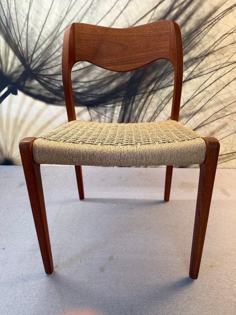 Niels Otto Møller Model 71 eetkamerstoel, Ophalen, Bruin, Scandinavische, Eén