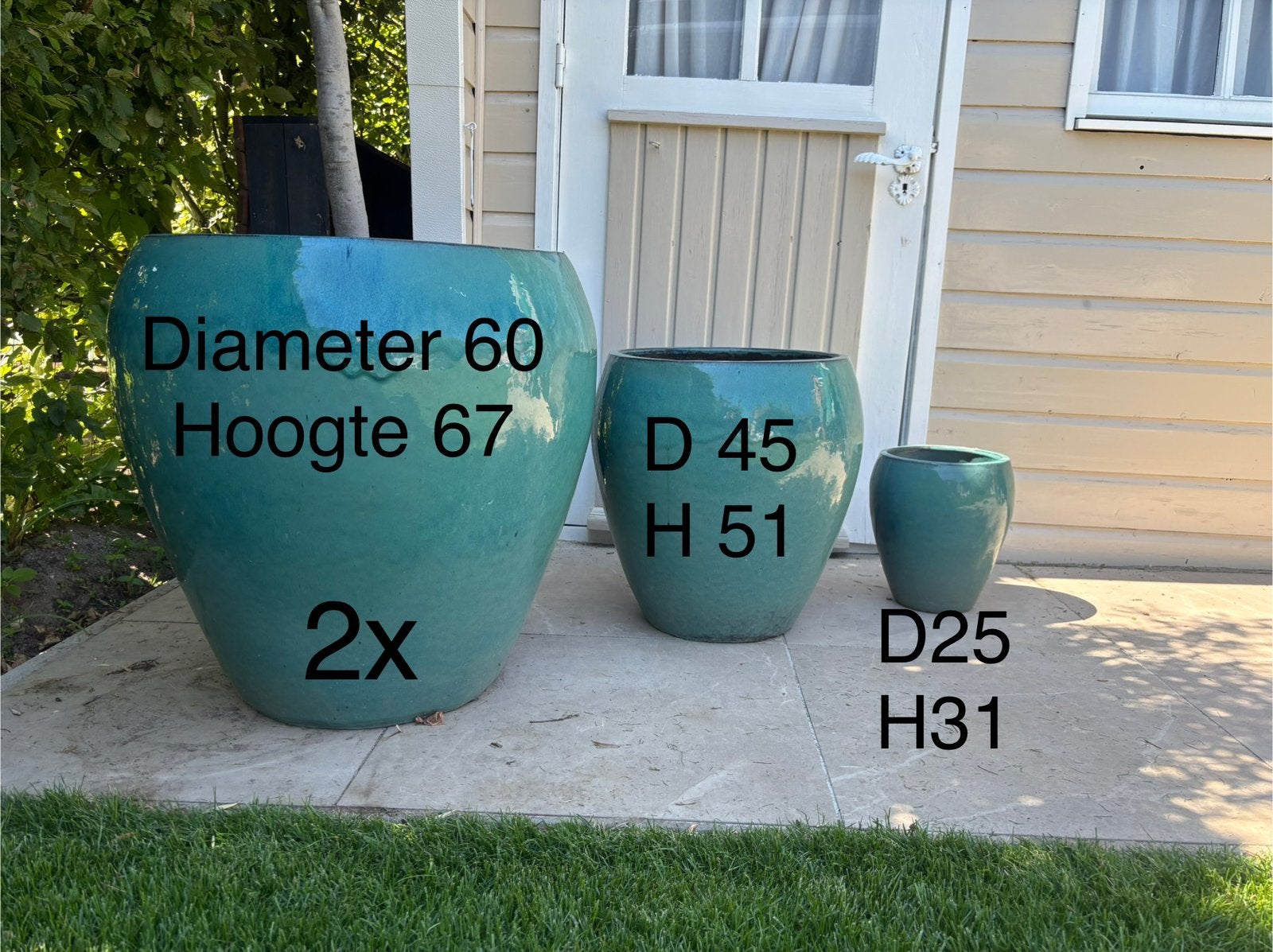 Bloempotten 5 stuks, Tuin en Terras, Bloempotten, Zo goed als nieuw, Aardewerk, Minder dan 40 cm, Minder dan 25 cm, Rond, Ophalen