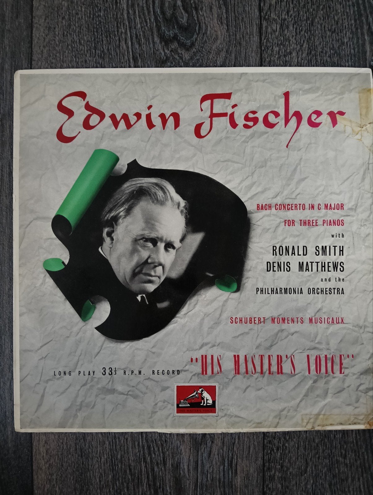 Edwin Fischer - Bach & Schubert LP (His Master's Voice), Cd's en Dvd's, Vinyl | Klassiek, Ophalen of Verzenden