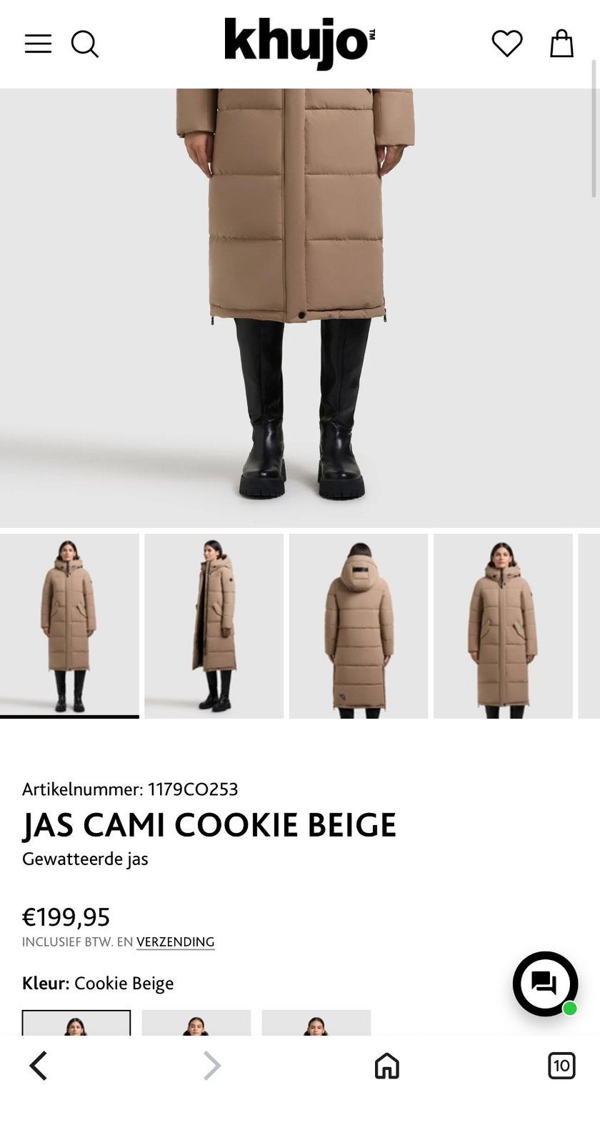 Khujo winterjas Cami Cookie beige M! Als nieuw!, Kleding | Dames, Ophalen of Verzenden, Zo goed als nieuw