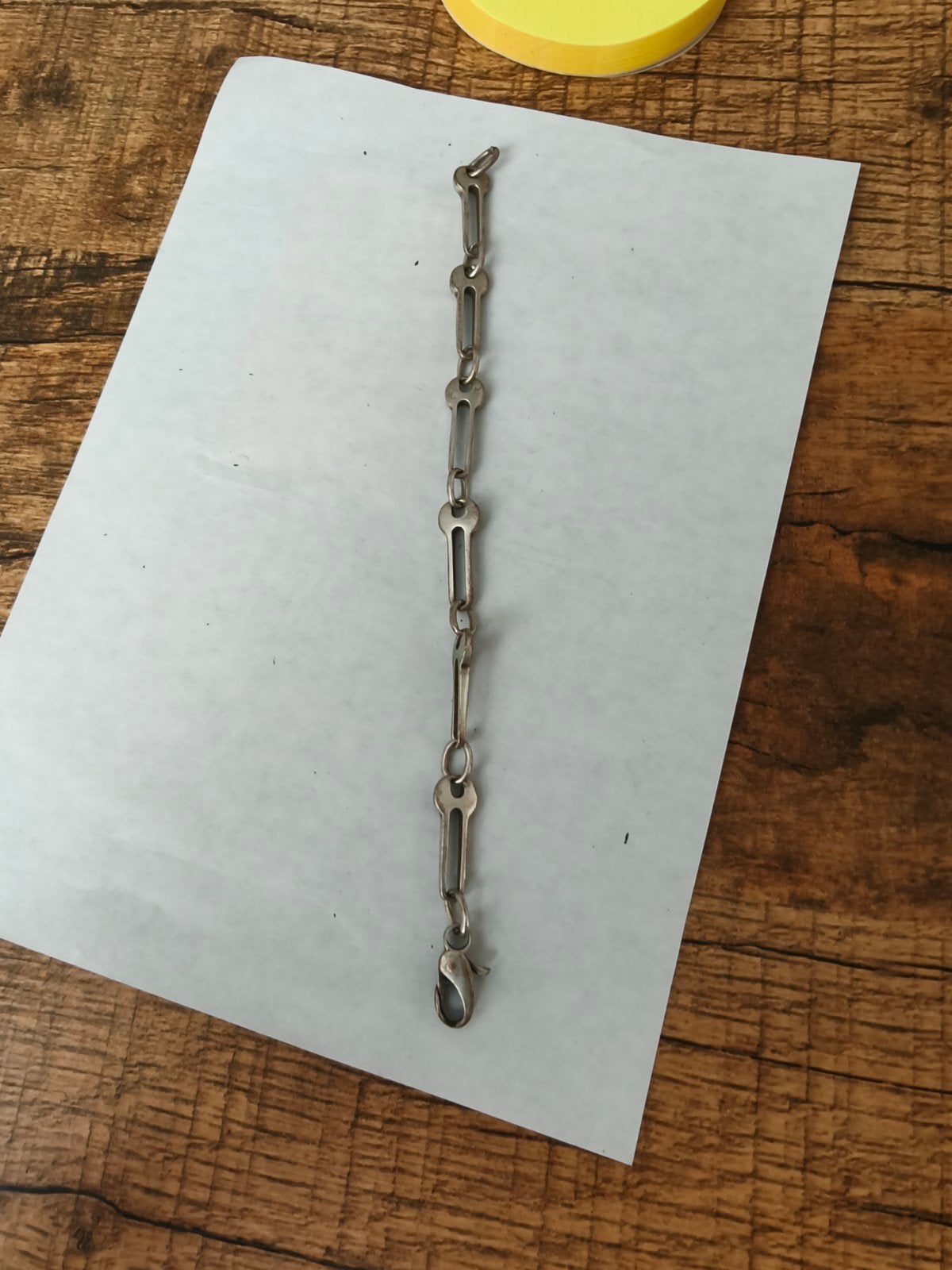 Zilverkleurige Armband met Unieke Schakel, Ophalen, Gebruikt, Zilver, Overige materialen
